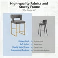 thumbnail image 6 of Lecut 26" H Counter Height Bar Stools Set of 2, Modern Velvet Bar Stools with Square Open Backrest and Gold Metal Frame, Kitchen Counter Stools for Island, Home Bar, Pub,Grey+Gold, 6 of 8