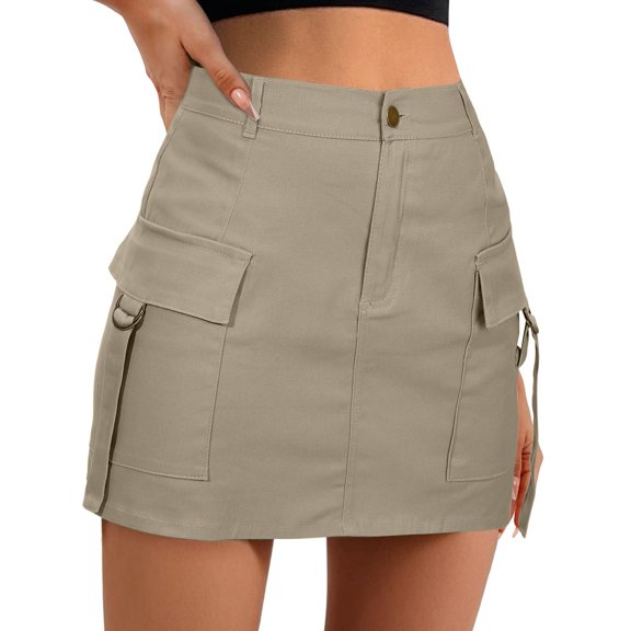 Low Waist Cargo Skirt for Women Stylish Mini A Line Skirt with Functional Pockets Trendy Casual Outfit
