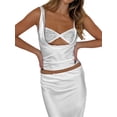 thumbnail image 3 of Coduop Women Summer Tank Tops,Sleeveless Slim Cutout Draped Neck Crop Tops,Women Long Skirt, 3 of 9