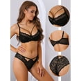 thumbnail image 3 of Unique Bargains Women's Floral Lace Lingerie 2 Piece Bra and Underwear Sets B 34 Black, 3 of 6