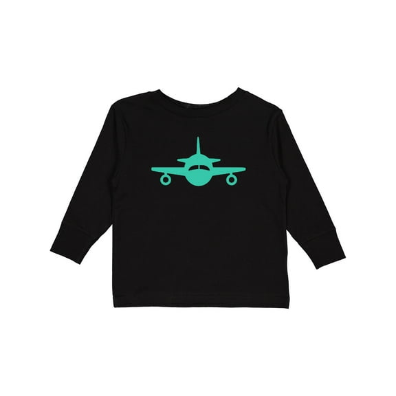 Inktastic Cute Teal Airplane Boys or Girls Long Sleeve Toddler T-Shirt