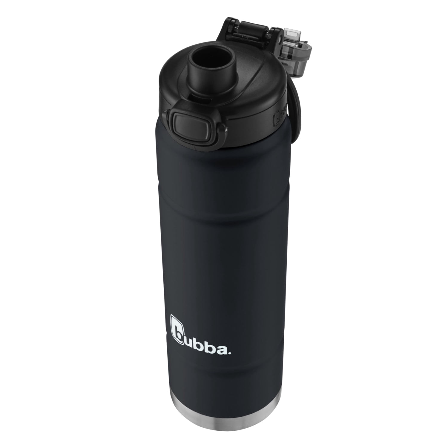 bubba Trailblazer Stainless Steel Water Bottle Push Button Lid Rubberized Licorice, 24 fl oz.