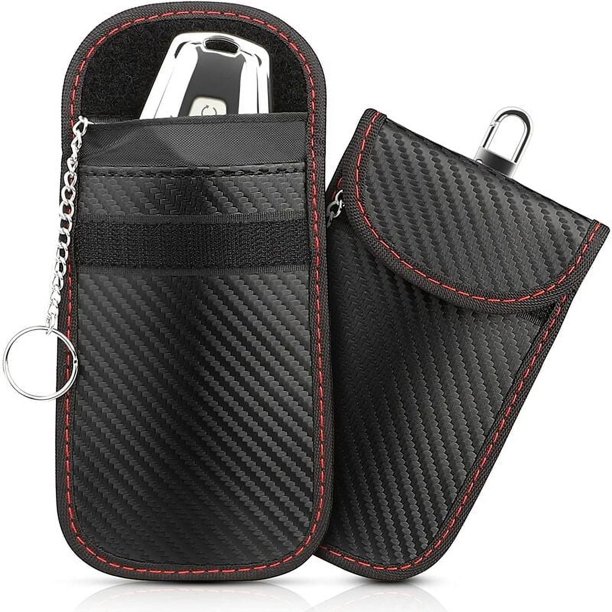 Estuche Faraday portátil con llavero, jaula Faraday antipiratería para llaves de coche de tamaño universal, dispositivo de protección antirrobo anti-RFID, fibra de carbono de primera calidad, paquete
