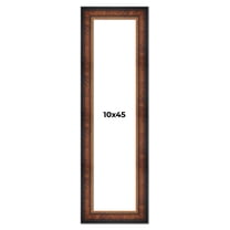 10x45 Frame Brown Walnut Gold Ornate Trim Solid Wood Plein Air Picture Frame | 3 Inch Moulding
