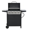 thumbnail image 3 of Stainless Steel BBQ Gas Grill 4-Burners Side Burner Thermometer Two Shelves Grilling Space Patio Garden Barbecue - Black, 3 of 12