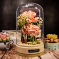 thumbnail image 4 of Construcción Ramo de flores en bloques con caja de música y cúpula a prueba de polvo, juguetes de bloques de construcción de la serie de flores de partículas artificiales simuladas de bricolaje, deco, 4 of 5