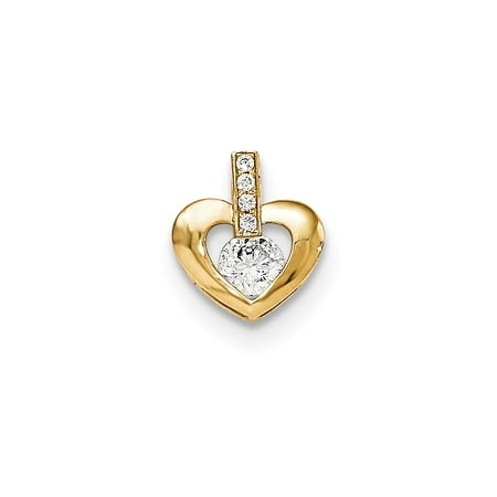 14k Yellow Gold CZ Children's Heart Pendant