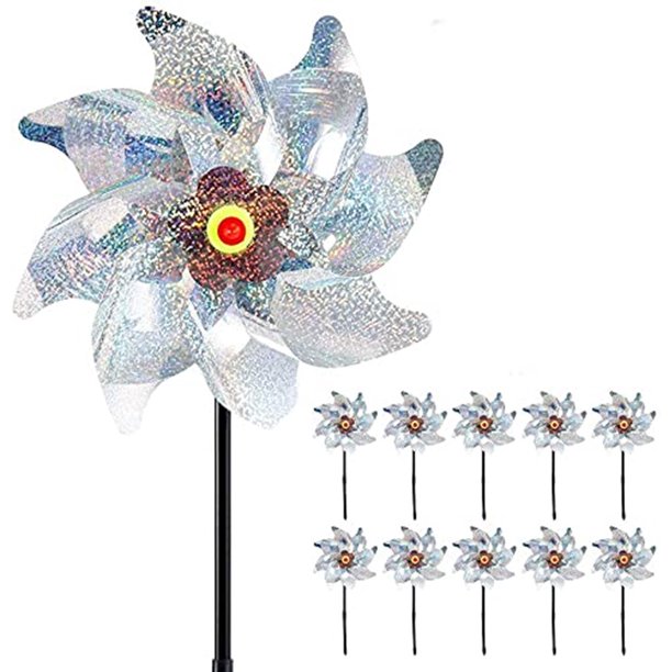 10Pcs Bird Blinder Repellent Pinwheels, High Reflective Bird Scarer