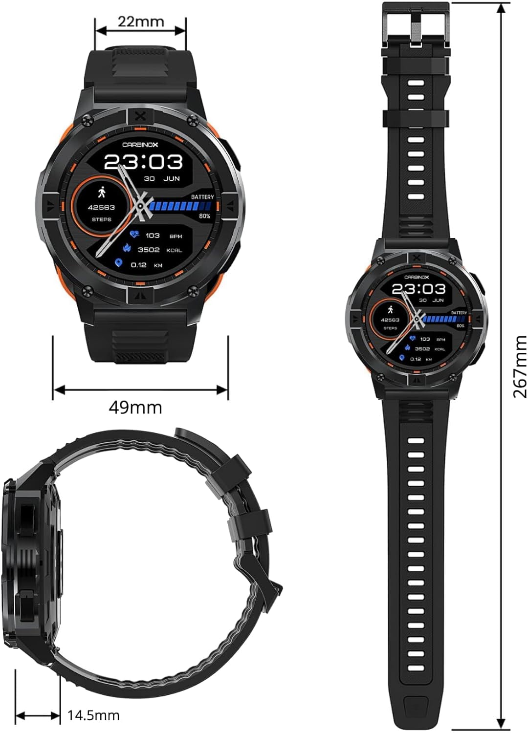Carbinox X-Ranger Waterproof Smartwatch Fitness Tracker for Android & iOS