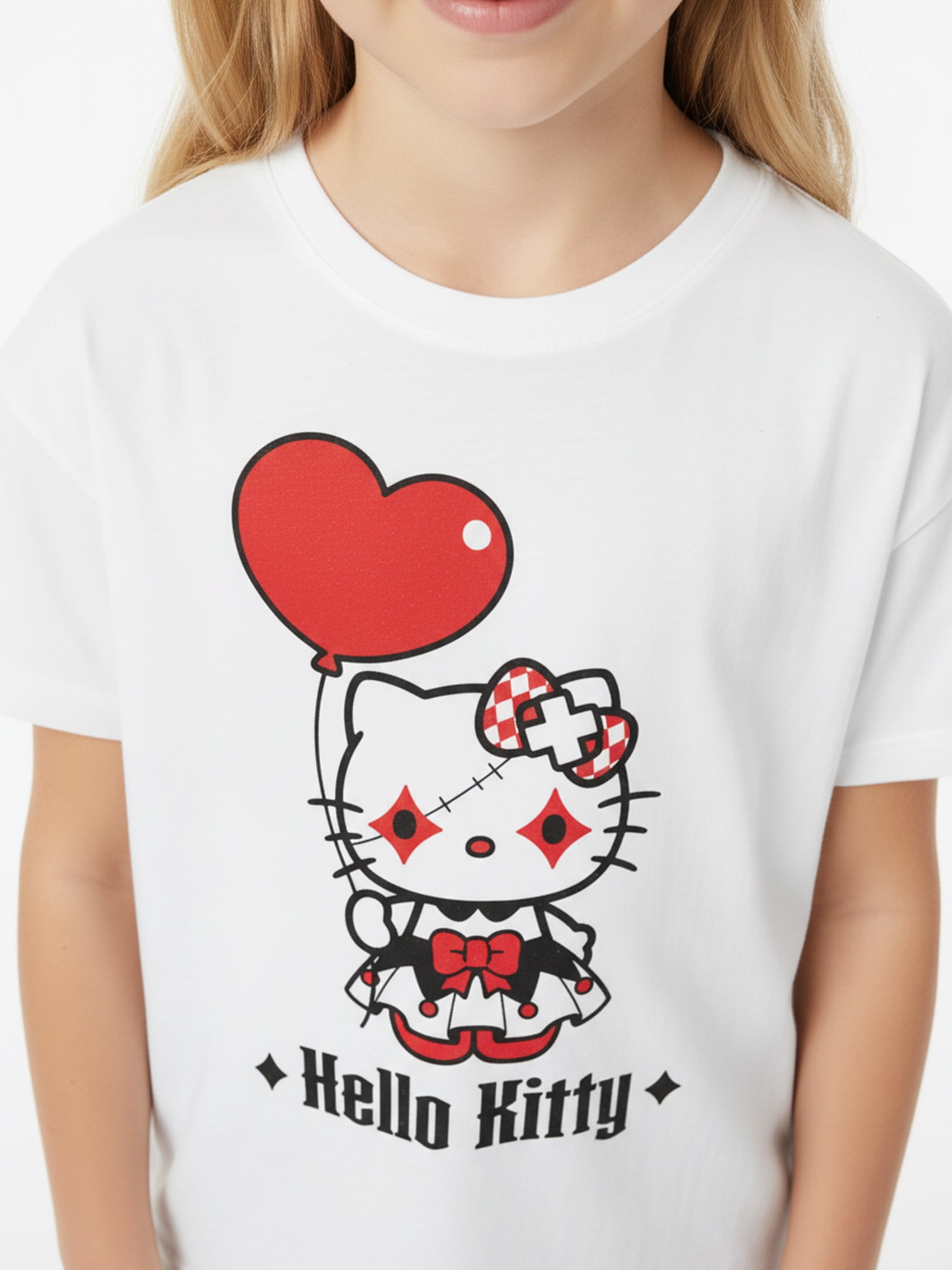 Sanrio, Girls' Short Sleeve T-Shirt, Goth Hello Kitty, Sizes 4-16