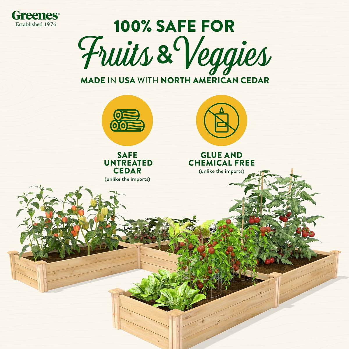 Greenes Fence  8' x 8' x 10.5" (3/4" Thick) U-Shaped Premium Cedar Raised Garden Bed