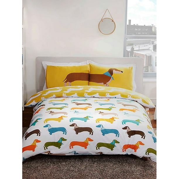Sausage Dog Duvet Cover and Pillowcase Set Walmart