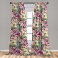 thumbnail image 2 of Floral Design Window Curtains, Grunge Vibes Springtime Flowers Vintage Meadow Themed Print Boho, Lightweight Decor 2-Panel Set with Rod Pocket, Pair of - 28"x63", Hot Pink Pastel Yellow, by Ambesonne, 2 of 3