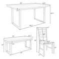 thumbnail image 5 of Dining Table Set for 6, Wooden Rectangle Dining Table with 4 Chairs and 1 Bench, Gray Dining Table and Chairs Set, Modern Dining Room Table Set for Kitchen / Breakfast Nook / Compact Space, JA4643, 5 of 10
