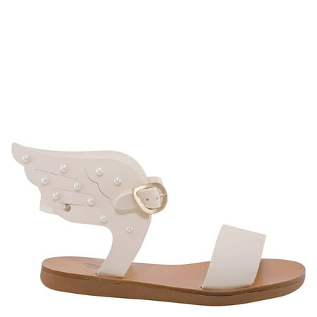 

Ancient Greek Sandals Girls Off White Ikaria Pearls Soft Sandals Brand Size 30 (13 Little Kids)