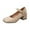Beige, variant on Women's Dress Mary Jane Shoes Low Block Heels Closed Round Toe Office Work Wedding Pumps