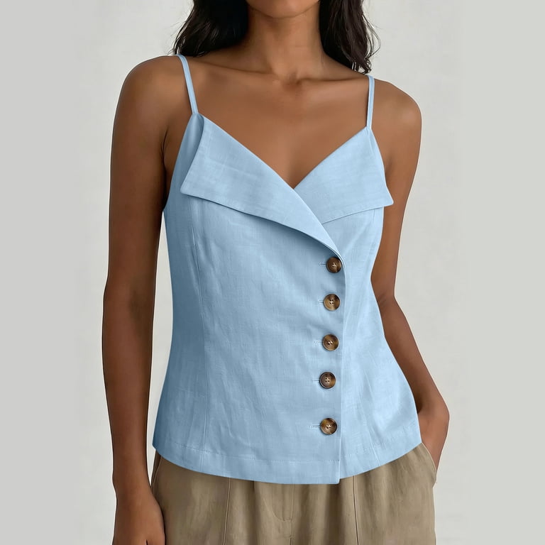 Cami Tops for Women Built in Bra Women's Sleeveless Cami Tops, V