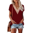 thumbnail image 5 of Liacowi Women Short Sleeve T Shirts V Neck Summer Shirts Basic Casual Loose Tee Tops, 5 of 8
