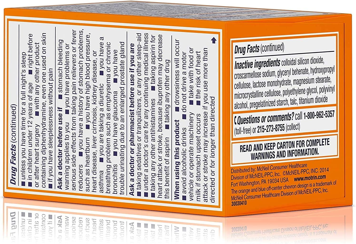 Motrin PM Coated Caplets 20 Caplets (Pack of 3)