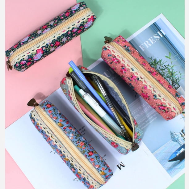 Estuche de Lona con Diseño de Viento Forestal | Estuche Coreano de Gran Capacidad con Múltiples Compartimentos | Estuche Ligero y Portátil para Estudiantes, Material Escolar de Oficina