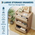 thumbnail image 5 of Roromall Rattan Dresser with 5 Drawers, Wooden Chest of Drawers for Bedroom, 46" Tall Dresser with Large Metal Handles, Clothes Storage Cabinet for Living Room, Hallway, Closet, 5 of 7