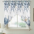 thumbnail image 2 of Blue Eucalyptus Coastal Swag Curtains for Kitchen/Bedroom/Living Room, Beach Starfish Shell Nautical Scalloped Curtains 63 Inch Long, Window Swag Topper Curtains Valances 2 Panels Set 36"x63", 2 of 8