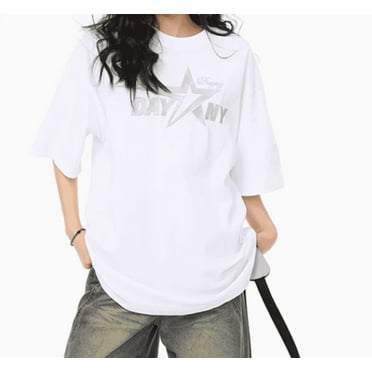 Embroidered Star Graphic Short Sleeve Oversized T-Shirt