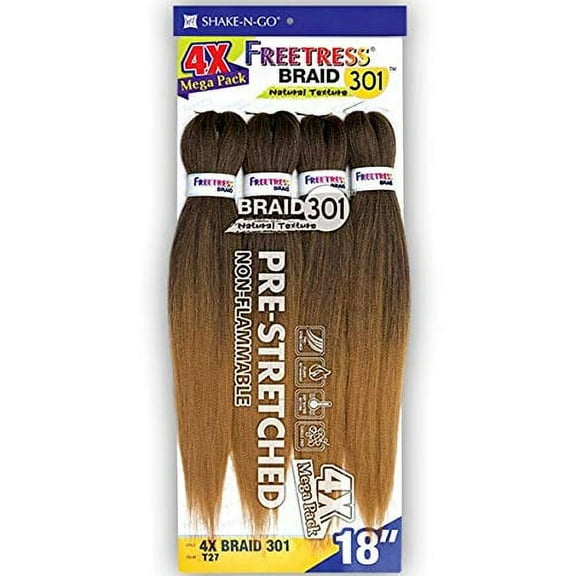 Freetress Synthetic Mega Pack Braid - 4X BRAID 301 18" (1B Off Black)