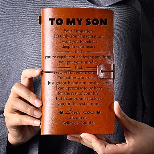 Diario de cuero para hijo - Diario de viaje - Diario inspirador - Regalo hijo cumpleaños, graduación y Navidad