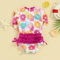 thumbnail image 6 of Douhoow Baby Girl Flower Butterfly Swimsuit 6 12 18 24 Months 2T 3T Toddler Girls Rash Guard Swimwear One Piece Long Sleeve Zipper Beachwear, 6 of 9