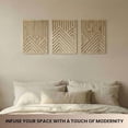 thumbnail image 2 of Modern Wooden Wall Sculptures - Set of 3 - Home Decor Accent - Large Wall Art for Living Room, Bedroom, Office - Easy Installation (Oak, Large - Mountain and Sun), 2 of 7