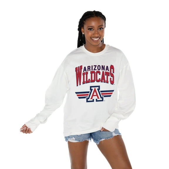 Women's Gameday Couture White Arizona Wildcats Oversized Swift Strike Long Sleeve T-Shirt