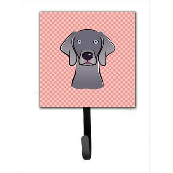 Carolines Treasures Checkerboard Pink Weimaraner Leash or Key Holder 7Hx4.25W multicolor