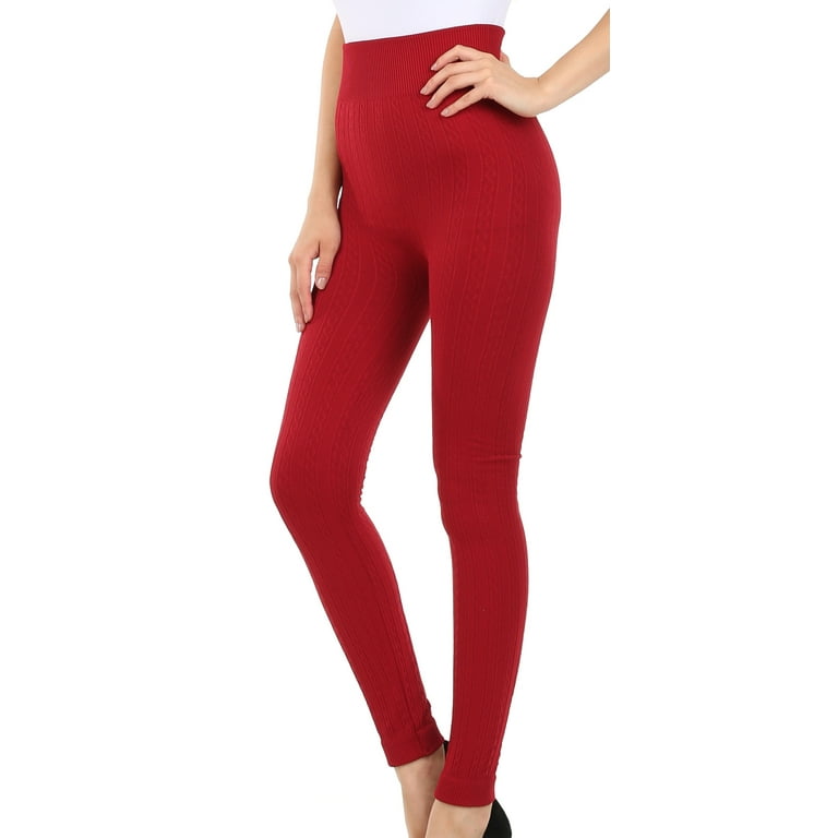 Sakkas 200TX Warm Cable Knit Fleece Lined High Waist Leggings - Burgundy -  One Size : : Clothing, Shoes & Accessories
