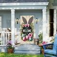 thumbnail image 5 of Pastel Easter Door Banner with Cute Bunny & Colorful Eggs - Delicate Spring Floral Blue Bow Design for Home, Porch, Entryway & Party Decor, Festive Easter Holiday Decoration, 71*35in, A, 5 of 6
