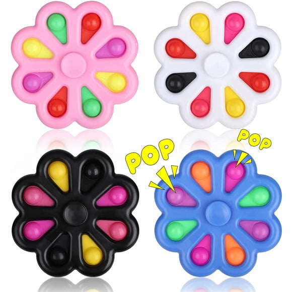 Flower Pop it Fidget Spinner Toys,Push Bubble Flipping Board Fidget Toys Set for Kids,Pop its Fidget Pack-Simple Dimple Fidget Toys-Adults ADHD Stress Relief Reducer Pop Hand Spinners Fidget Pack