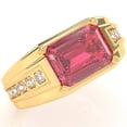 thumbnail image 2 of Men's Pink Tourmaline Diamond Channel Ring In Solid 14k Yellow Gold, 2 of 6
