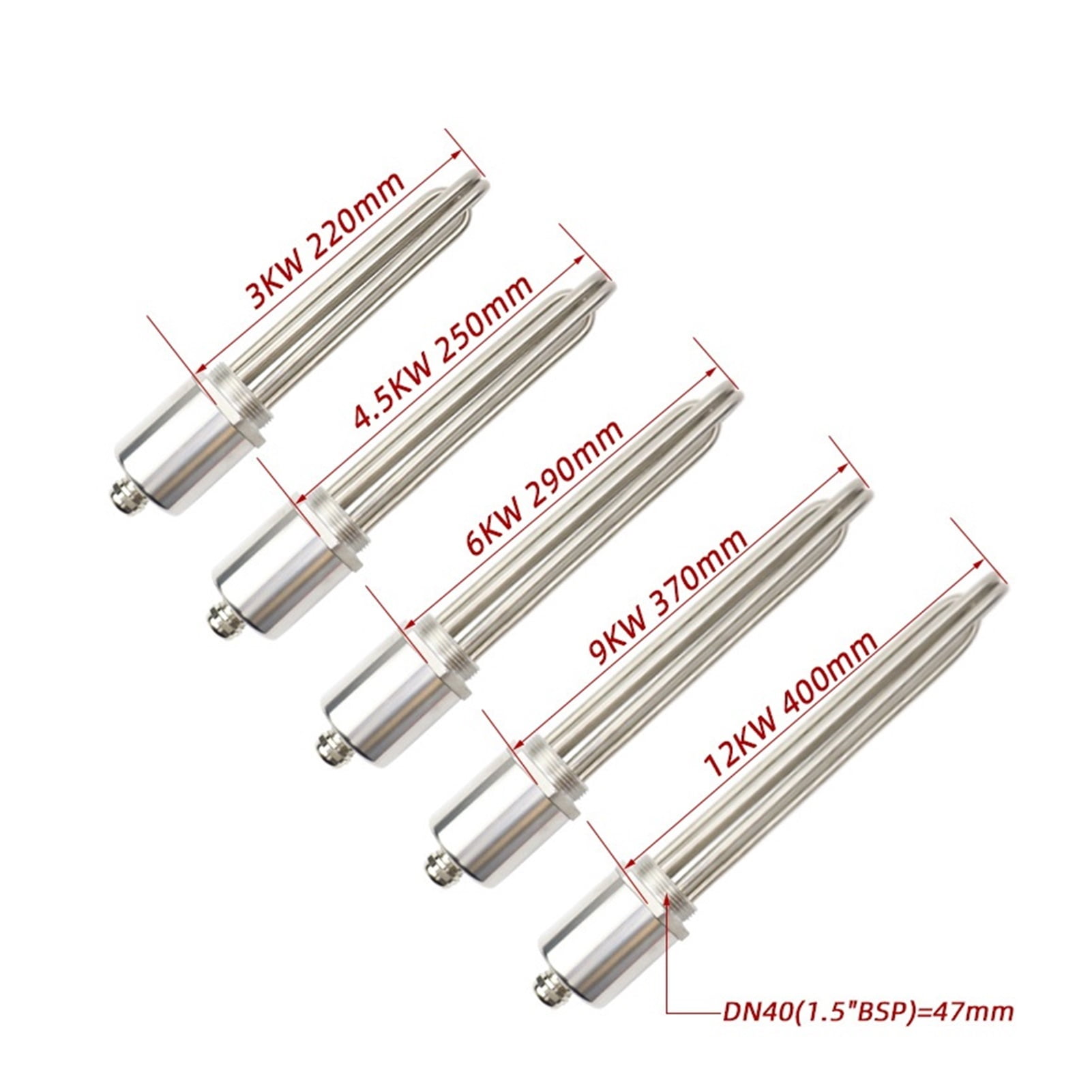 DN40 47mm Thread Electric Immersion Heating Element Water Heater 3kw/4.5kw/6kw/9kw/12kw