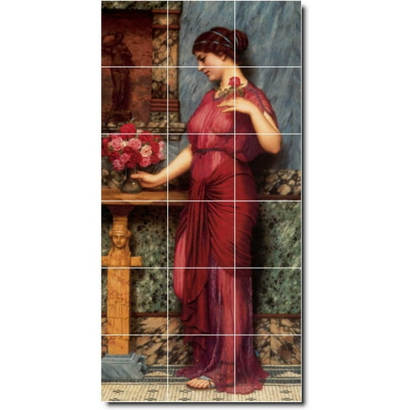 Ceramic Tile Mural-John Godward Women Painting 141. 12.75" w x 25.5" h using (18) 4.25 x 4.25 ceramic tiles