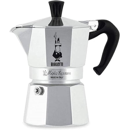 Moka Express: Iconic Stovetop Espresso Maker, Makes Real Italian Coffee, Moka Pot 1 Cup (2 Oz - 60 Ml), Aluminium, Silver