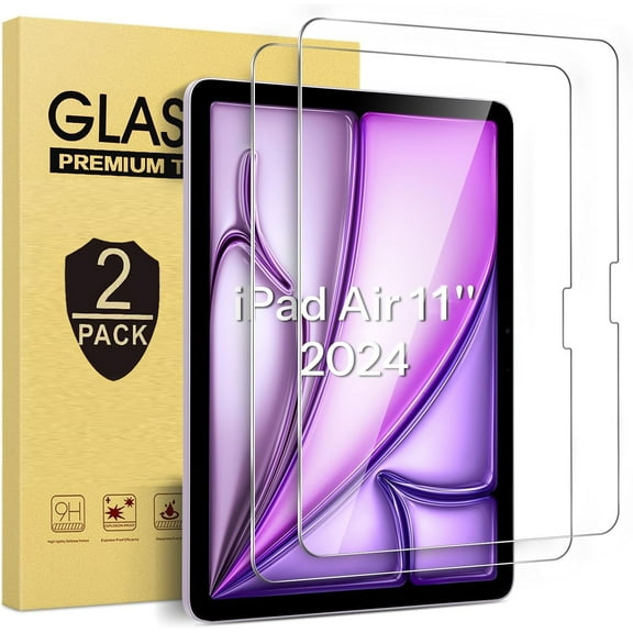 Lnuyefn 2 Pack Screen Protector for iPad Air 11 Inch M3/M2 2025/2024 A3266, A3267,A2902/A2903 , Tempered Glass Film Guard for iPad Air 11-inch (7th/6th Generation) Pencil Pro & Case Compatible
