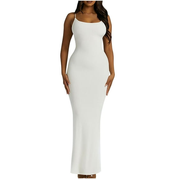 Women Spaghetti Straps Bodycon Maxi Dress Open Backless Slit Cocktail Dress Sleeveless Evening Party Long Dress