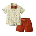 thumbnail image 3 of Fesfesfes Dress Outfits Summer Childrens Wear Boys Short sleeved Lapel Shirt Shorts Suit With Belt Tie, 3 of 4