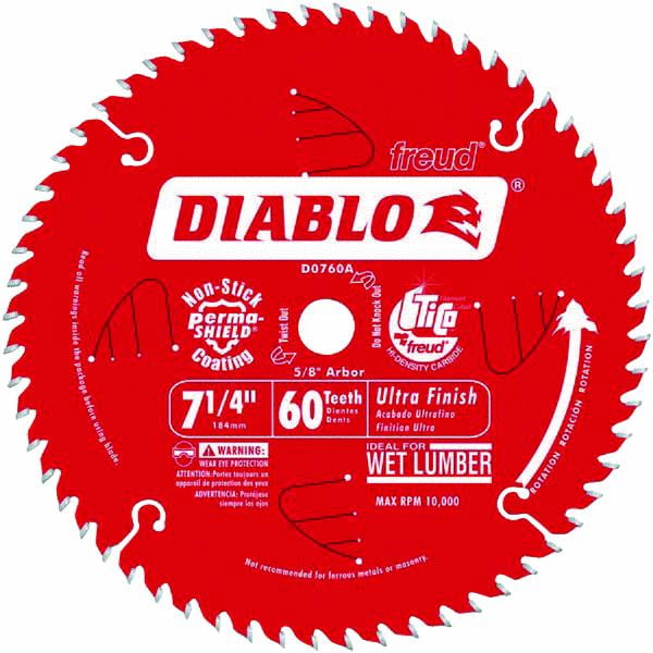 Diablo D0760A 71/4" 60T Diablo Ultra Finish Work Circular Saw Blade