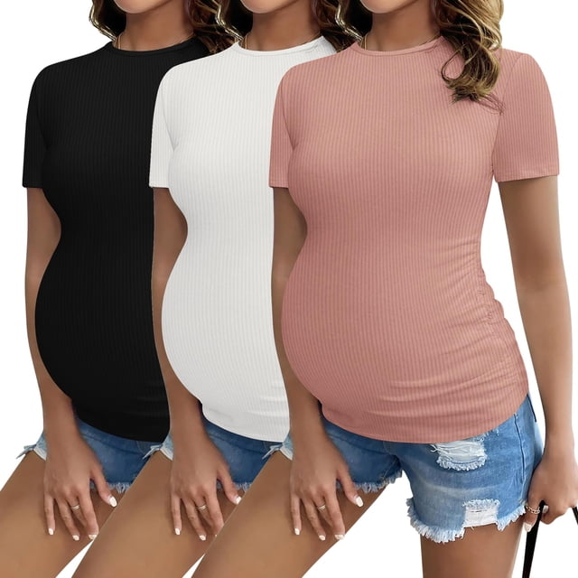 Ropa de maternidad Ekouaer Summer - Camiseta de manga corta para embarazo