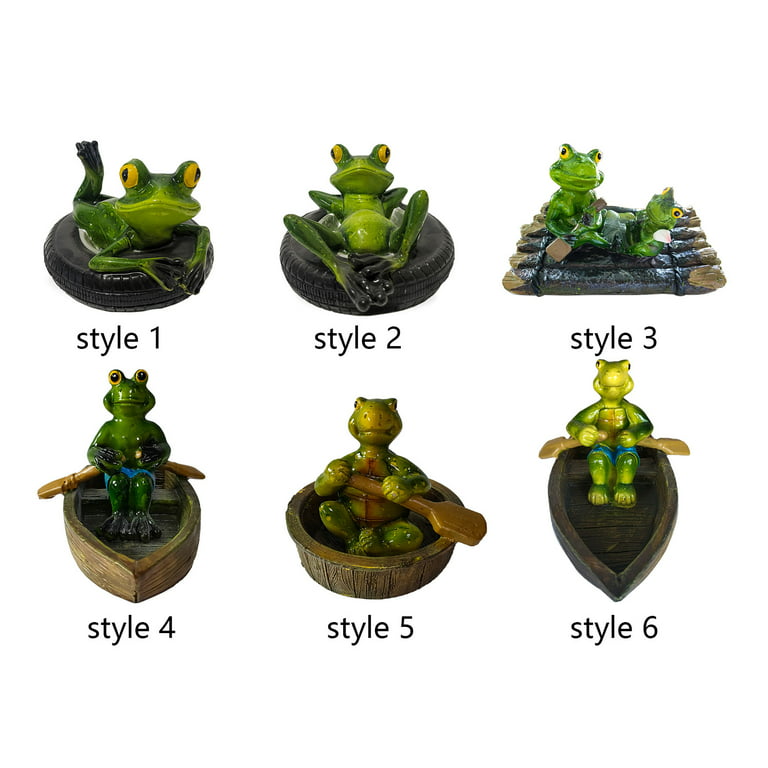 Doolland The Frog Garden Statue, Water Floating Pond Decoration, Mini Cute  Rowing Frog Statue Yard Lawn Decorations Frog Ornaments Home Garden Pond