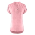 thumbnail image 5 of Womens Tops Light Pink Ladies' Fashion Casual V Neck Button Short Sleeve T Shirt T Shirt Xl, 5 of 5