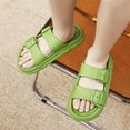thumbnail image 4 of CERYTHRINA Slides for Boys and Girls Pillow Slippers Cloud Slide Two Adjustable Buckles Anti-Slip Super Light Shower Shoes Home Sandals Water Shoes Beach slides (Little Kid/Big Kid) Green 3132, 4 of 5