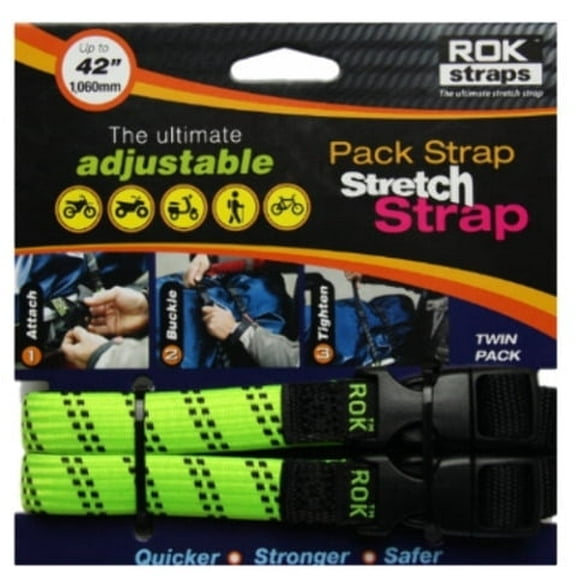 ROK Straps 12"-42" Adjustable Loop Strap 2PK Hi-Vis Green-2-Pk