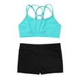thumbnail image 3 of Miaeowve Kids Girls 2-Piece Gymnastics Dance Outfits Athletic Crop Tops and Booty Shorts Activewear Set Mint Green 4, 3 of 5
